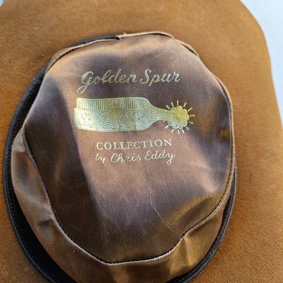 Vintage Chris Eddy Cowboy Hat Brown Wool Ltd Ed Golden Spurs Collec Mens Size 7 - Picture 6 of 11